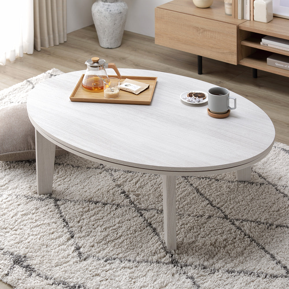 リバーシブル天板 楕円形 こたつ テーブル（楕円105×75cm） 単品/ 一年