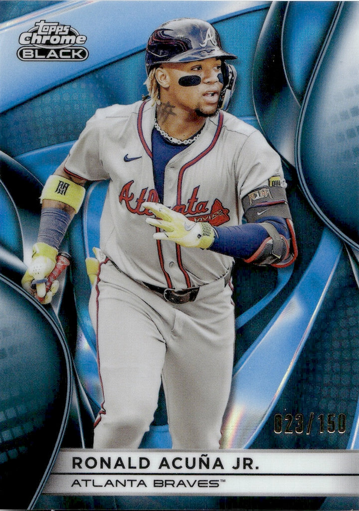 2025 Ronald Acuna Jr. Topps Chrome Black BLUE REFRACTOR 023/150 #150 A