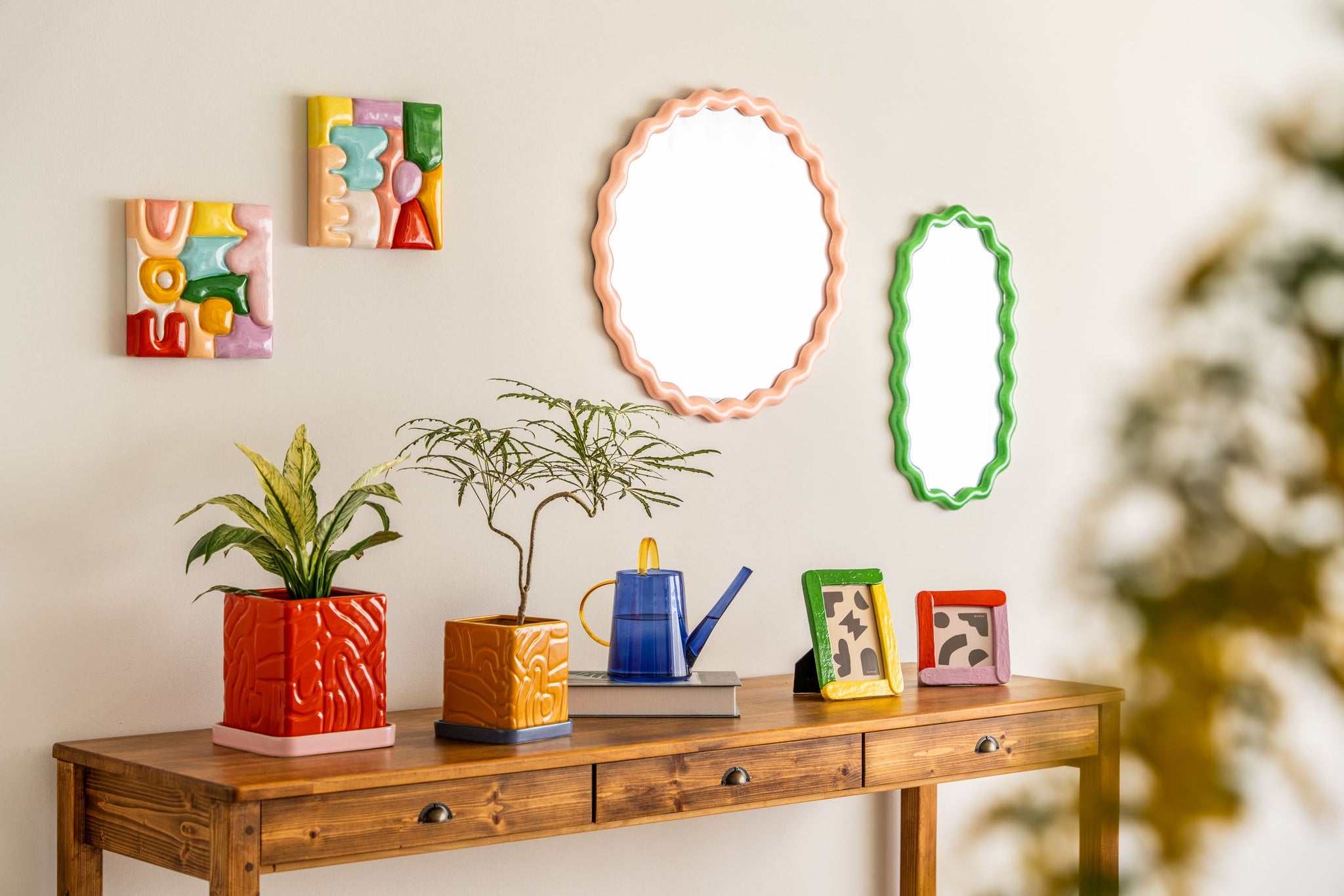 ウェーブミラー ピンク – R deco interiors