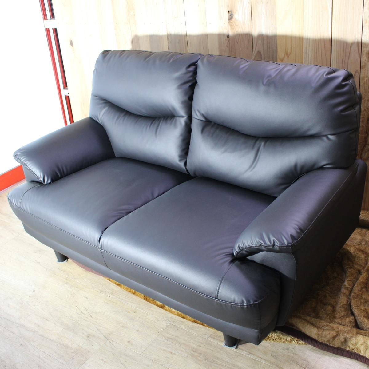 ニトリ 2Pソファ N-SHIELD CATS3 2人掛け 合皮 NITORI ブラック - 川崎