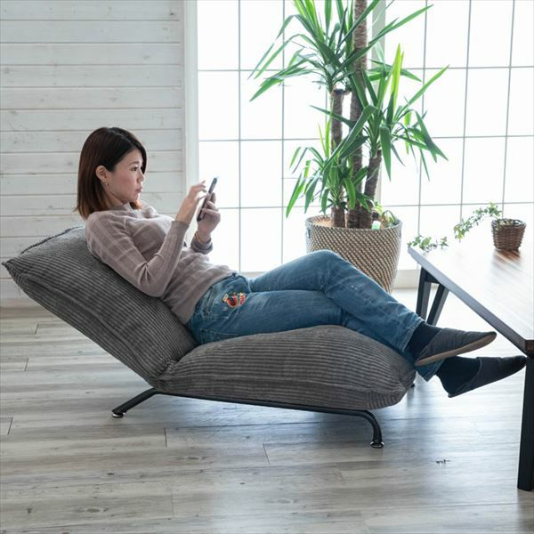 ソファ 一人掛け リクライニング コーデュロイ スチール ベージュ
