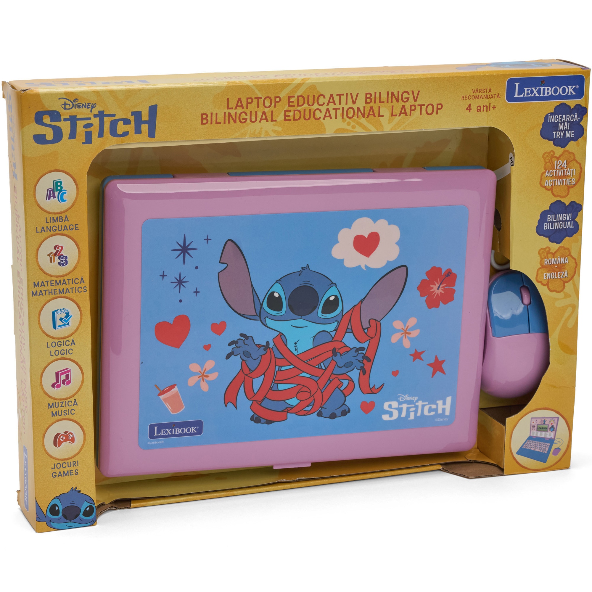 Laptop educational Lexibook - Disney Stitch, bilingv EN/RO, 124