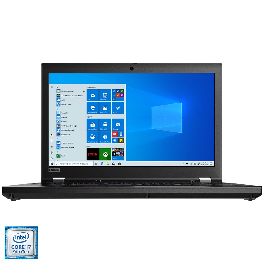 Laptop Lenovo ThinkPad P53 cu procesor Intel® Core™ i7-9850H pana
