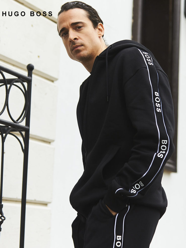 HUGO BOSS (ヒューゴボス) 裏起毛 サイドロゴ フルジップ パーカー