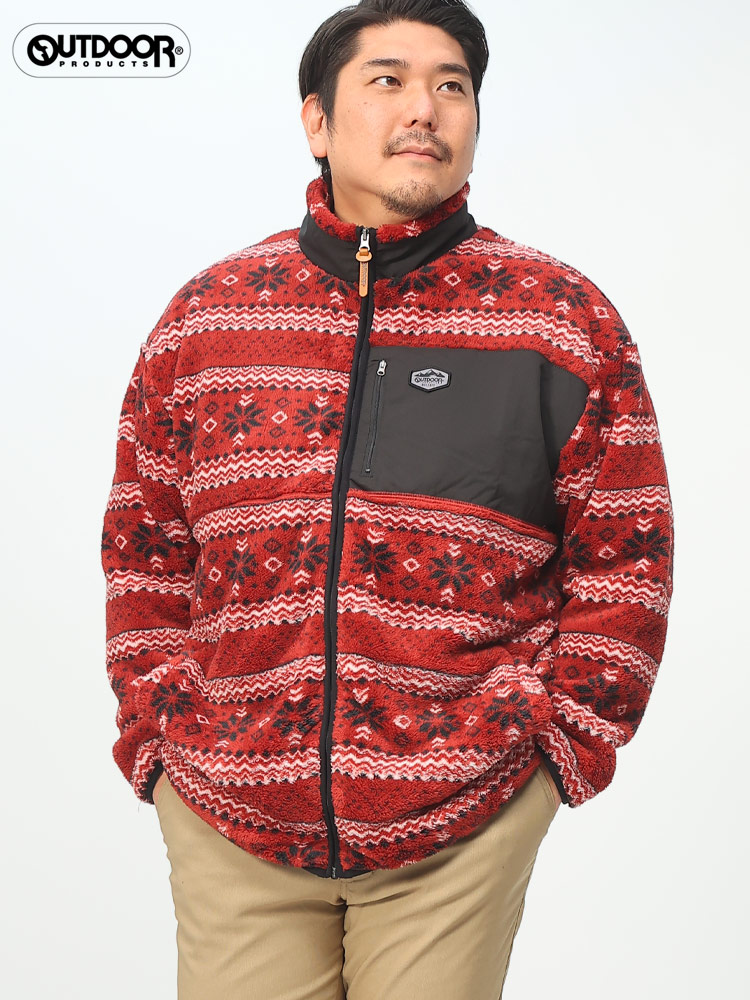 ボアフリース 総柄 フルジップ ジャケット (OUTDOOR PRODUCTS