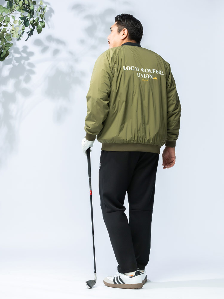 中綿ジャケット GOLF ハーフボタン クルーネック 3L-6L アウター プル