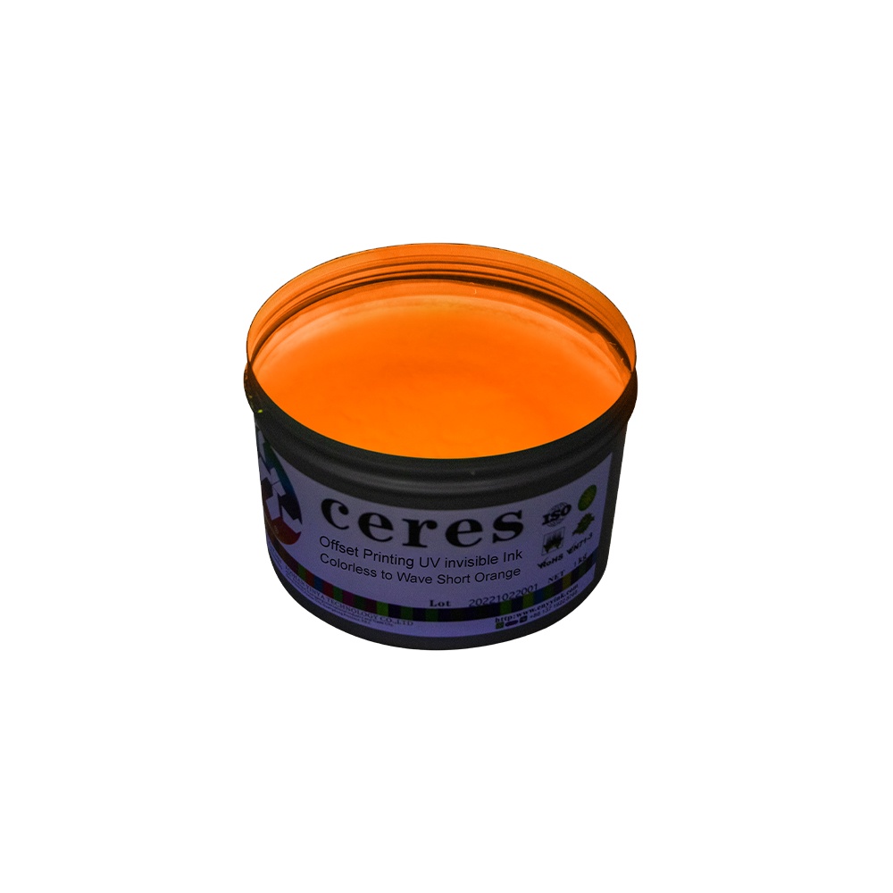 Ceres 265nm Shortwave UV Offset Security Ink, Colorless to Orange