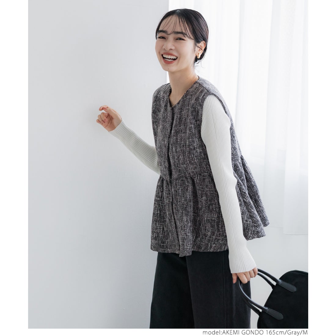 コカ coca ツィードフレアベスト （Black） -靴＆ファッション通販