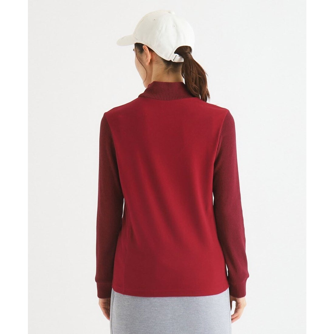 アダバット adabat ◇【吸湿発熱】異素材組み合わせ 長袖モックネック