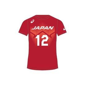 ASICS アシックス バレーボール男子日本代表番号応援Tシャツ （Vレッド