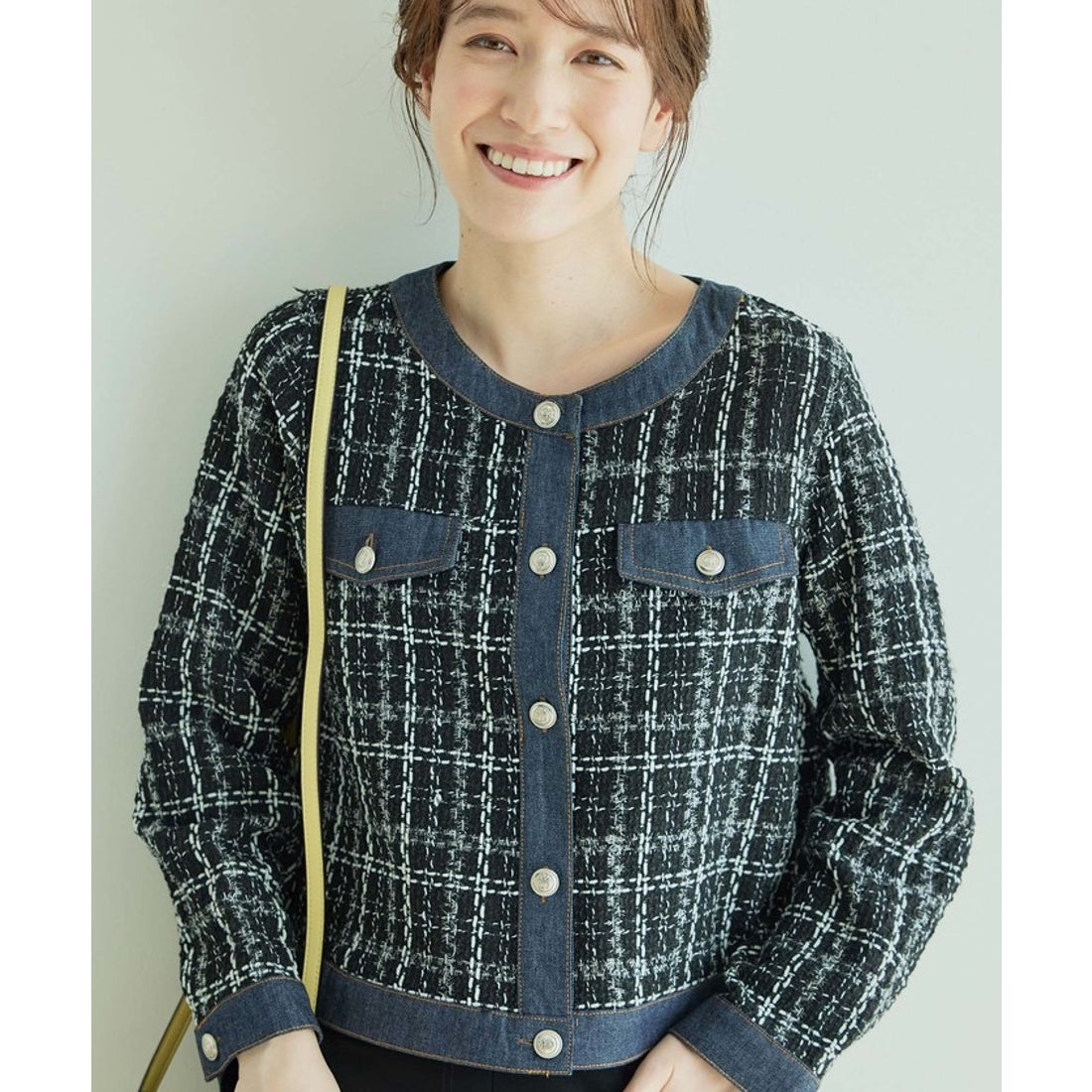 ジャイロ JAYRO デニム使いツイードクルージャケット （クロ