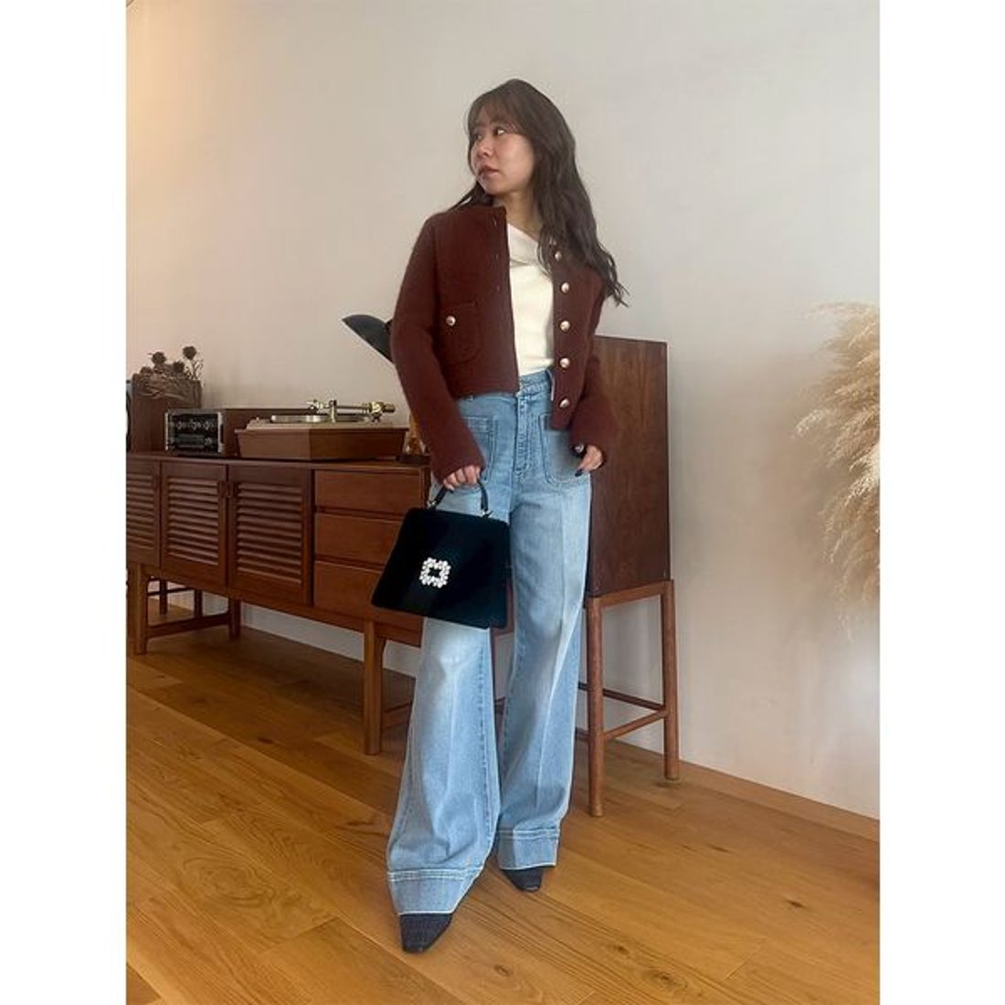 リリーブラウン LILY BROWN 【WEB限定カラー】金釦フォックスニット