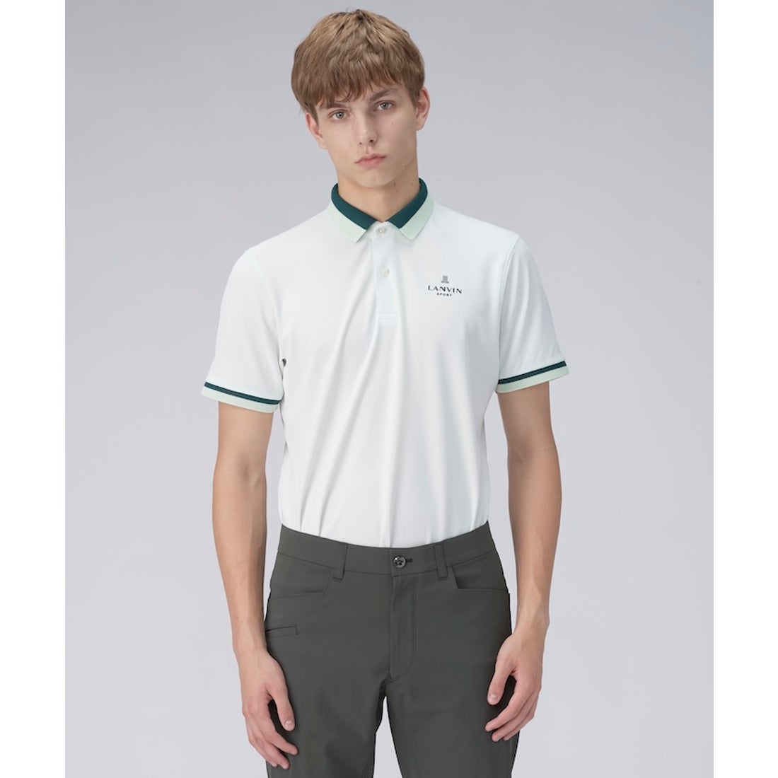 LANVIN SPORT メッシュリブ衿半袖ポロシャツ【Sunscreen NIR