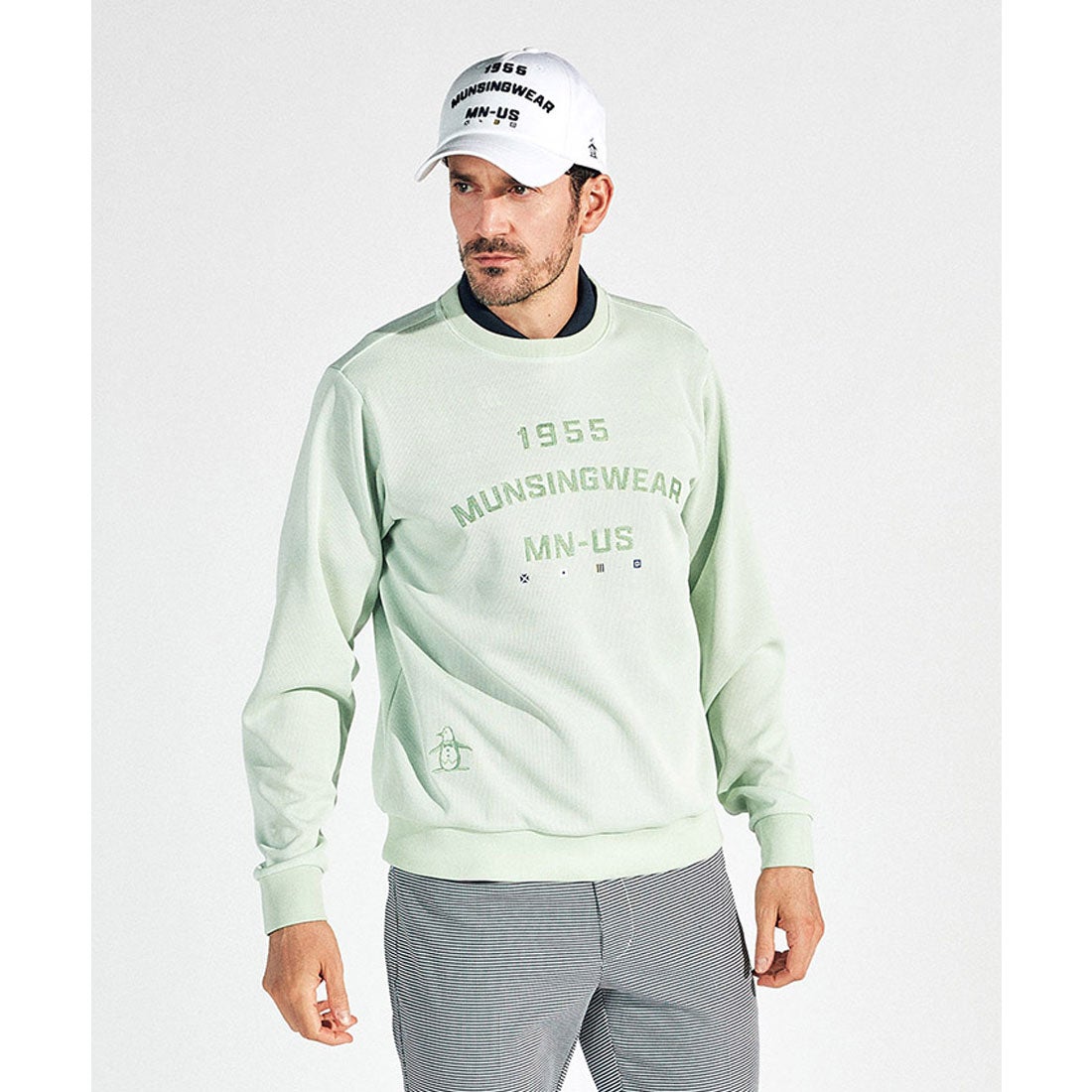 Munsing wear 刺繍 長袖 ジャージ パーカー 洗える ストレッチ素材