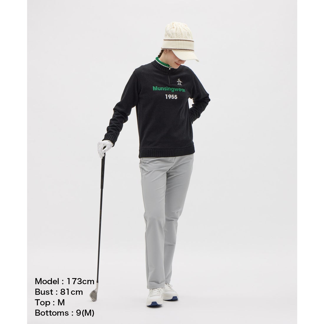 マンシングウェア MUNSINGWEAR 裏付き防風ハーフジップセーター