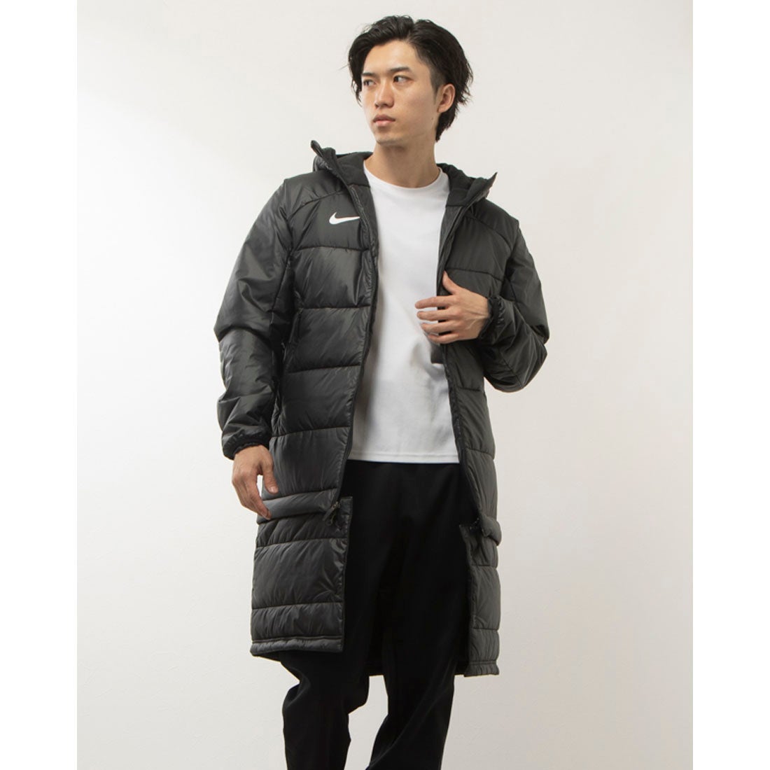 希少】NIKE ナイキ スウッシュ刺繍 ベンチコート ロングコート