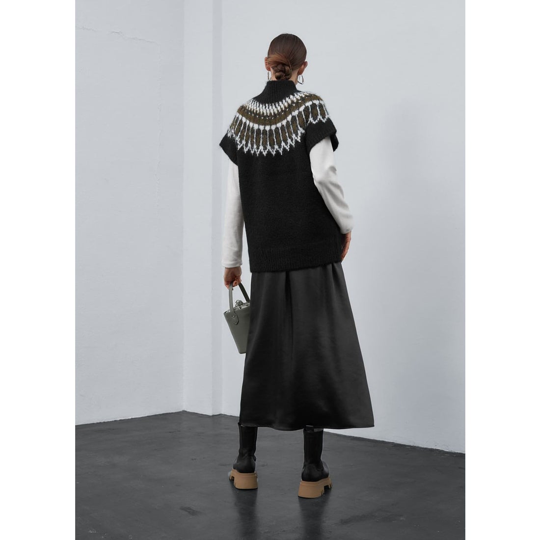 スタイルデリ STYLE DELI ノルディック柄ハイネックニットベスト