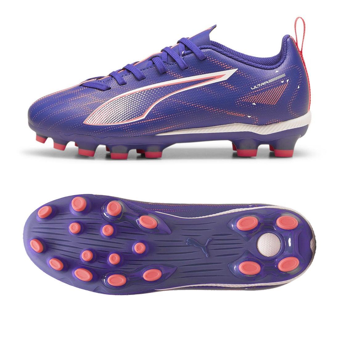 PUMA プーマ ウルトラ 5 プレイ HG/AG + Mid ジュニア(パープル×ピンク