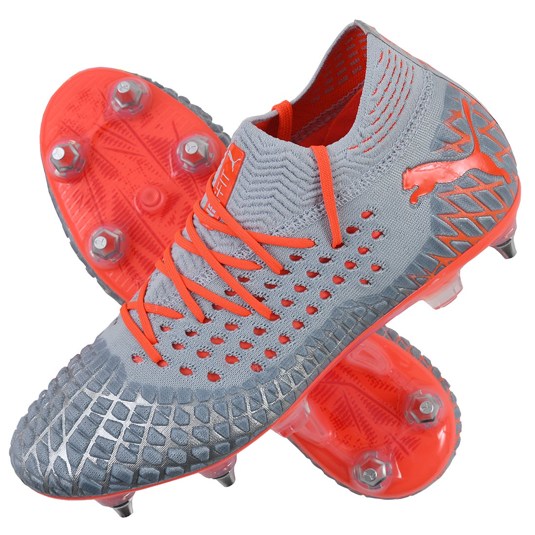 PUMA プーマ フューチャー 4.1 NETFIT MX SG(グレー×レッド) 105676 01