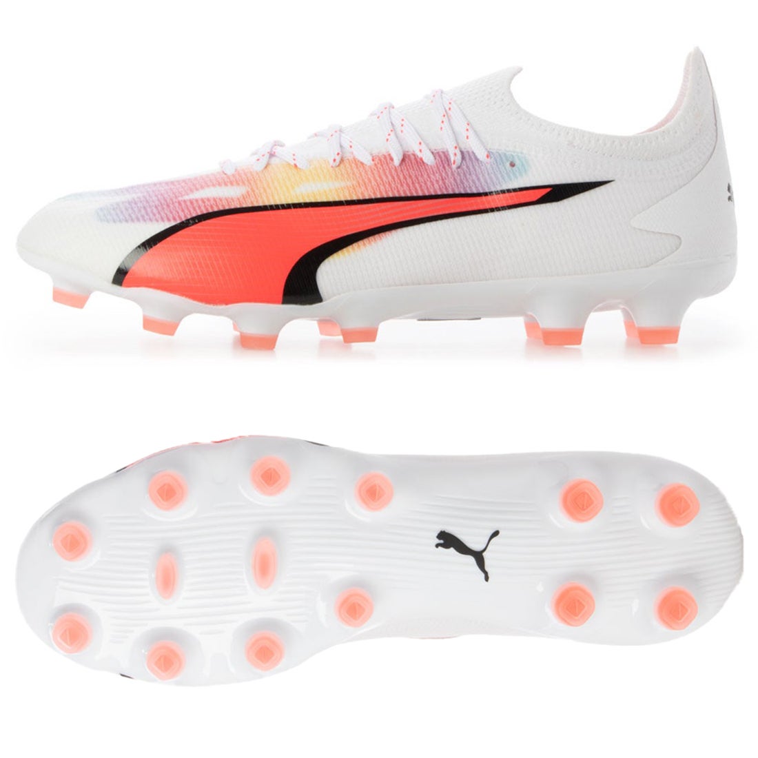 PUMA プーマ ウルトラ アルティメット HG/AG(ホワイト×レッド) 107505