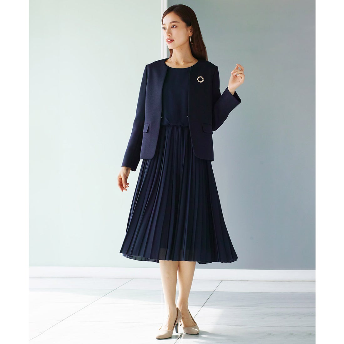 ホワイトジョーラ WHITE JOOLA ワッフルピケカラーレスジャケット