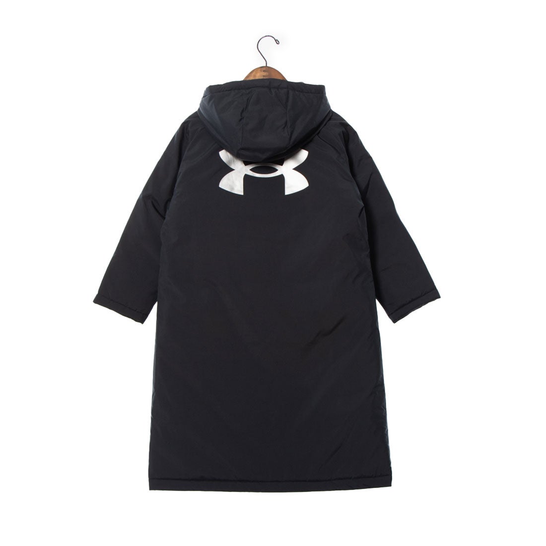 UNDER ARMOUR 刺繍ロゴ ベンチコート ロングダウン 黒 XL