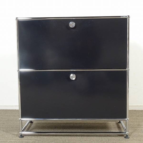USM Haller USMハラー 2段キャビネット ブラック パスコボックス付き