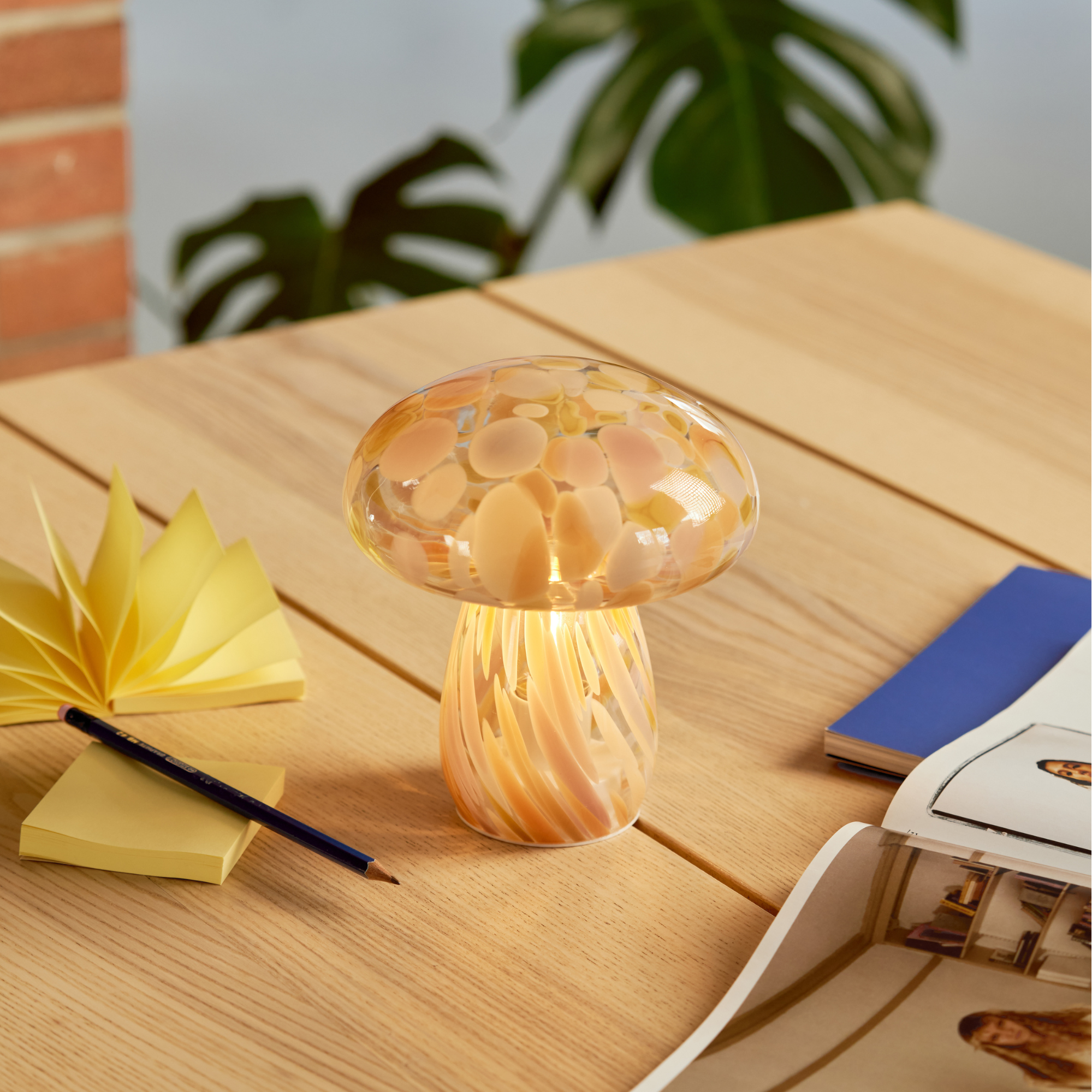 Glass Mushroom Table Lamp, Blue | Shop Humber