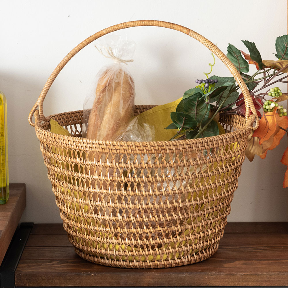 楽天市場】アタで編まれた楕円形の アジアン ラティスバスケット 小物