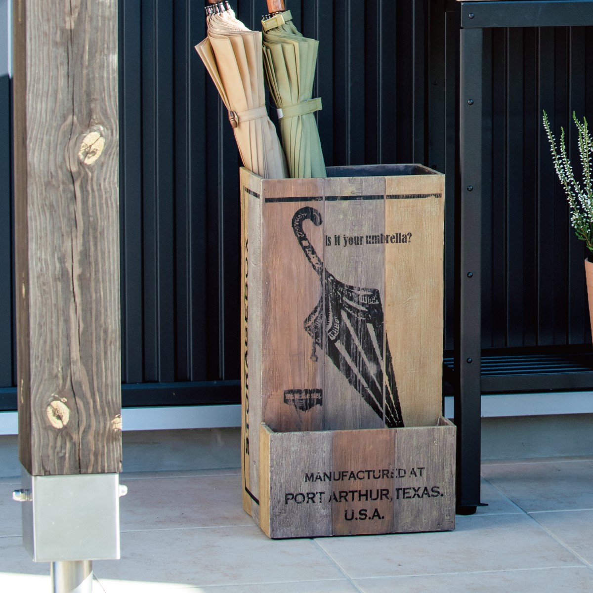 楽天市場】傘立て かさ立て 屋外 屋内 ウッド調 ヴィンテージ ボックス