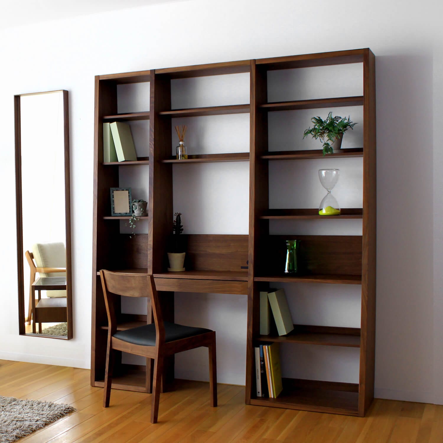 ガレ ブックシェルフ＆デスク(ウォールナット) (サイズ65本棚 完成品