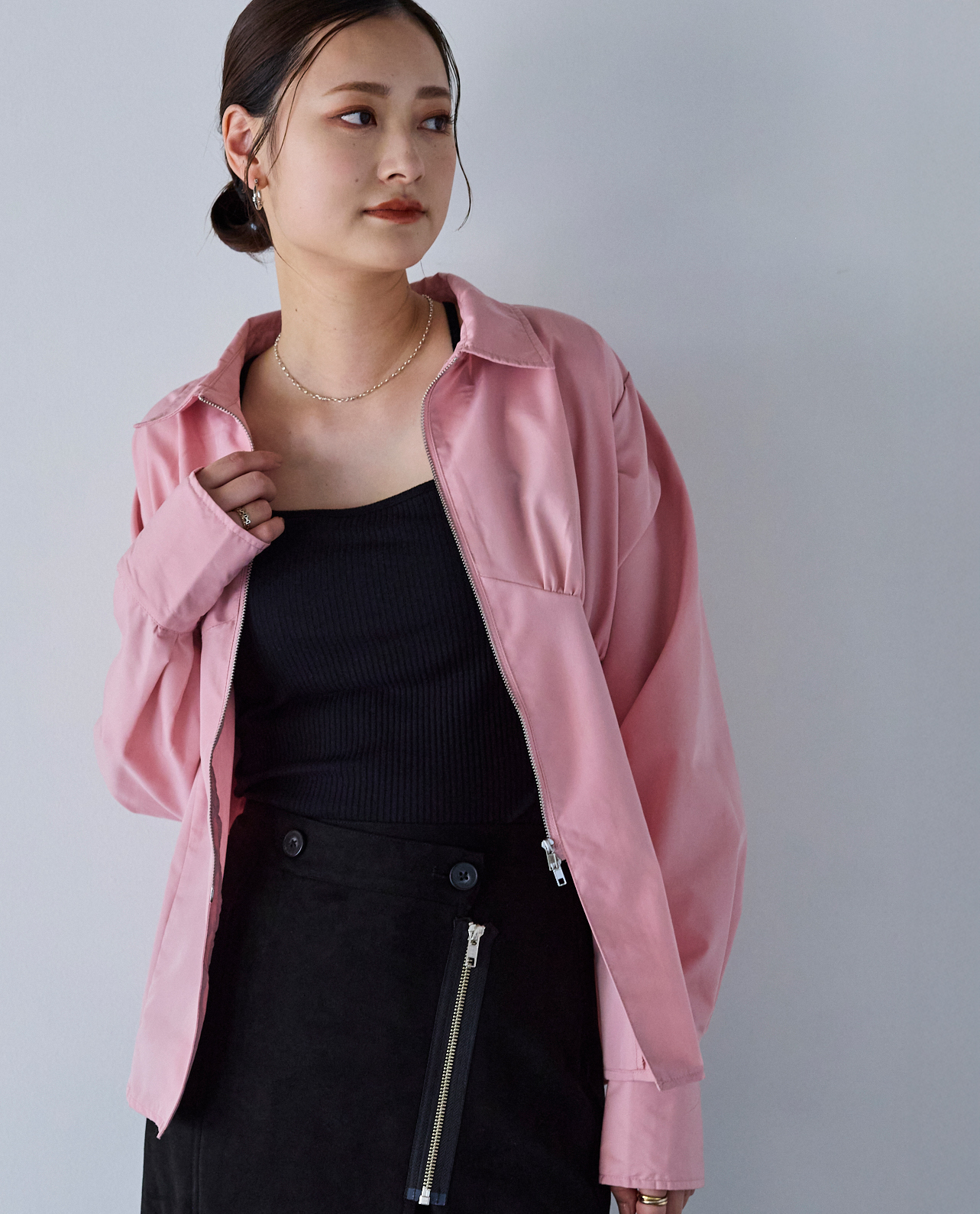 ブロードZIP長袖シャツ - YEVS