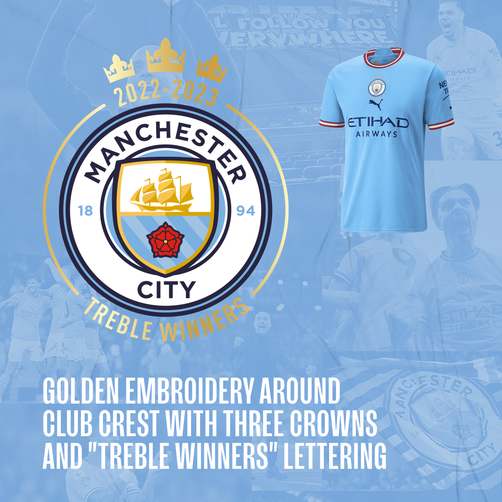 Manchester City Treble Winners Commemorative Jersey 2022/23 In
