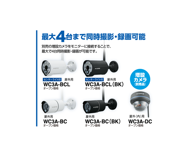 WC3A7ML (7インチモニター モニター：ブラック、カメラ：ホワイト