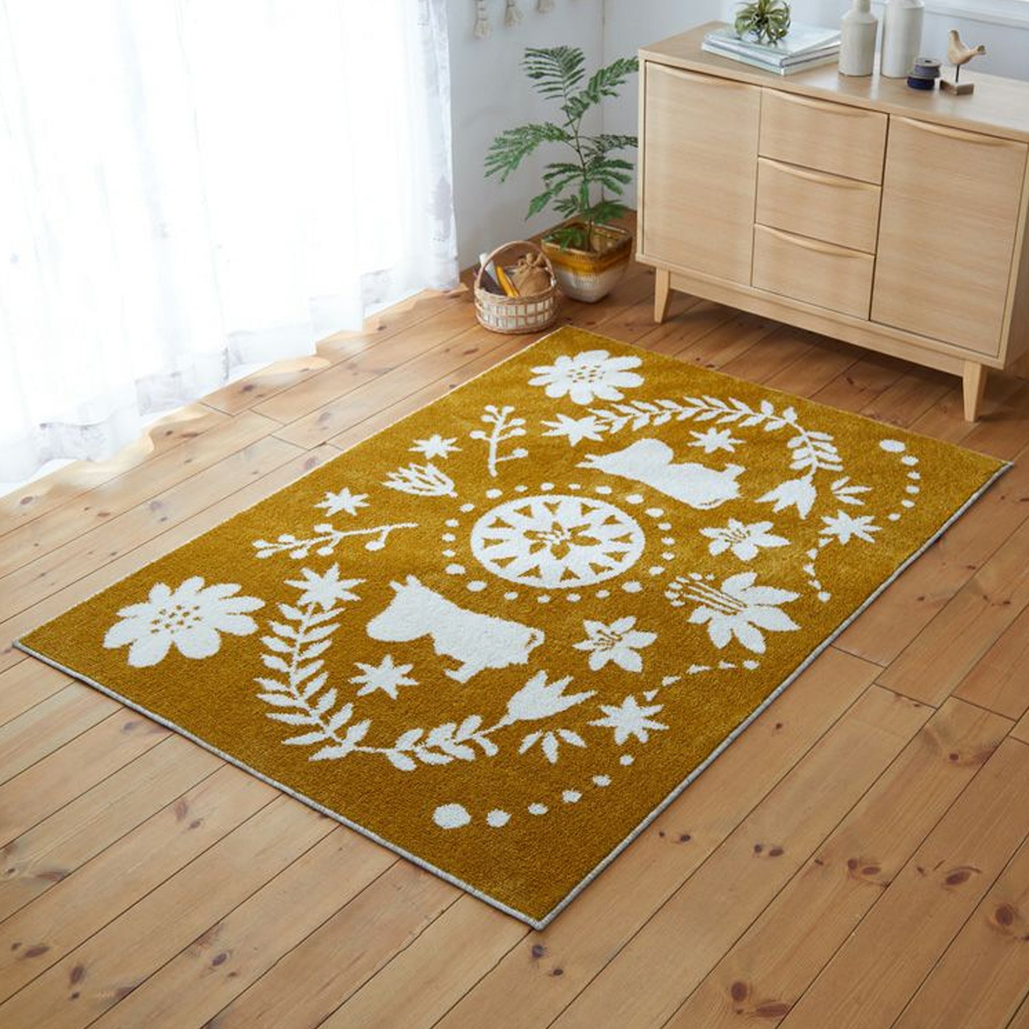 ラグ（フォークライン/イエロー）13473182【ラッピング対象外