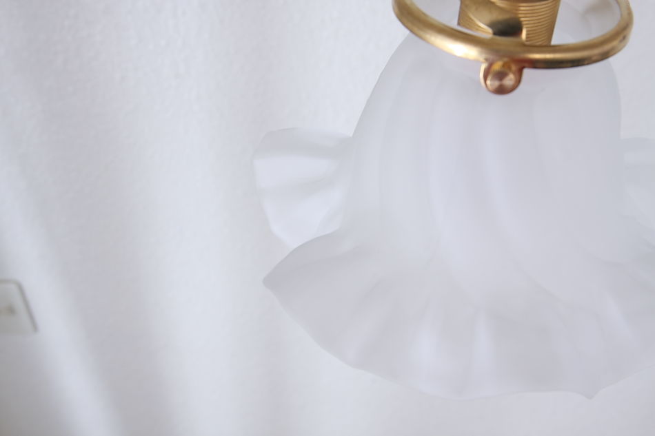 フロストガラス フリルペンダントランプ｜アンティーク家具・照明の