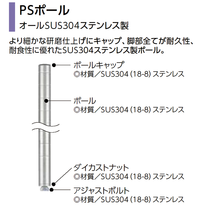 PSポール PS1390 H1384mm (オールSUS304ステンレス製) ダイカスト