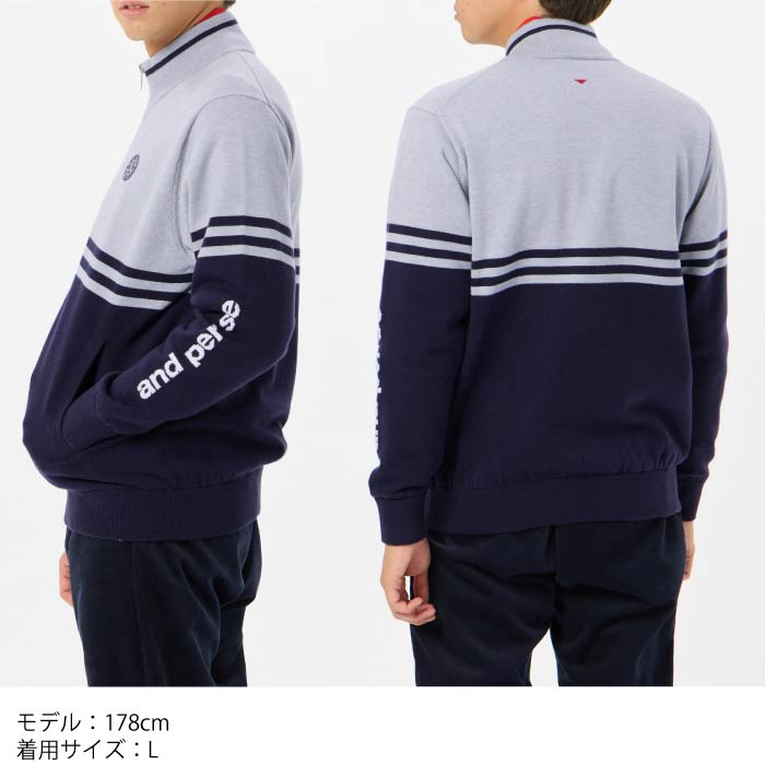 and per se アンパスィ メンズ ゴルフウェア ウールミックス防風ニット