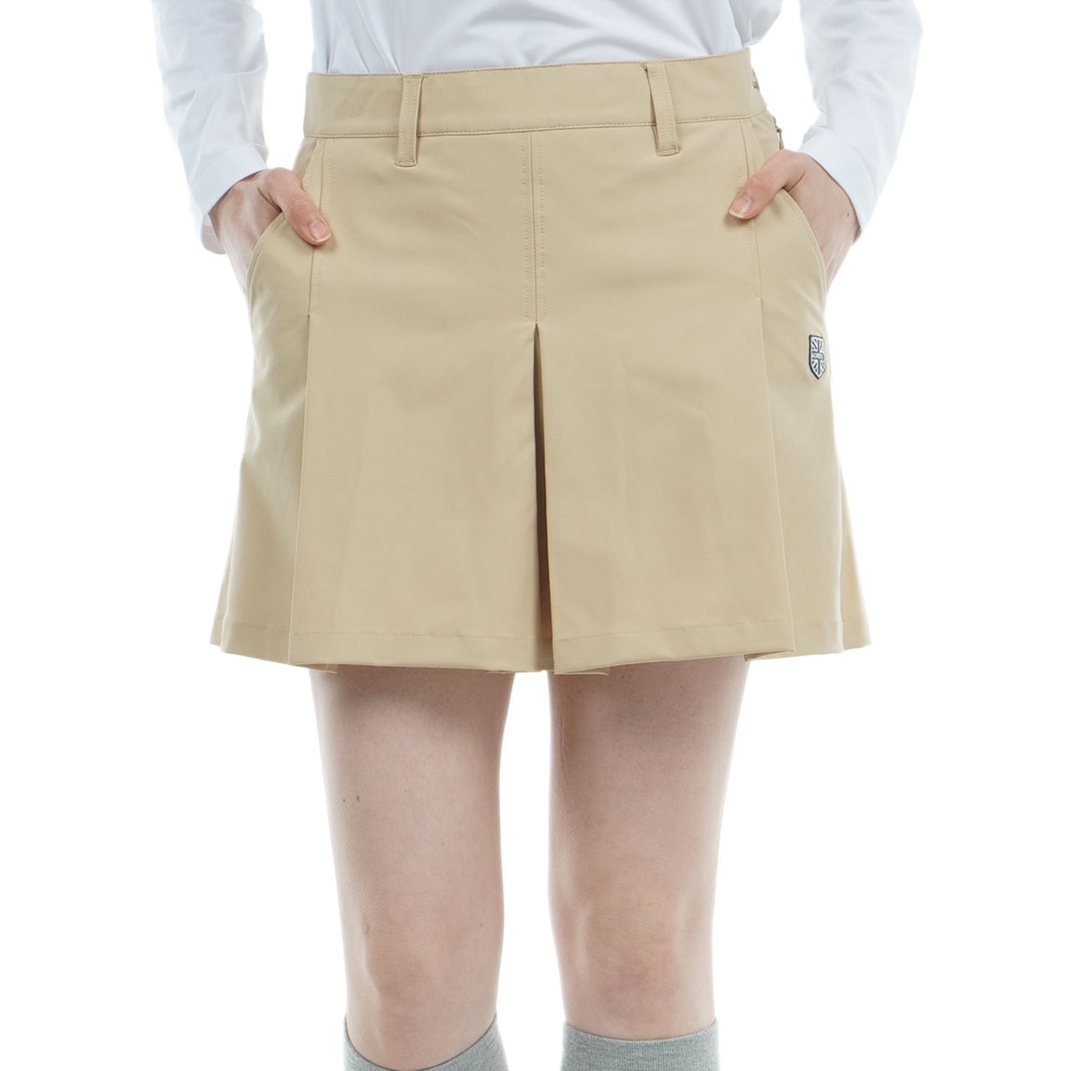 アウトレット】ストレッチ ボックスプリーツ キュロットスカート