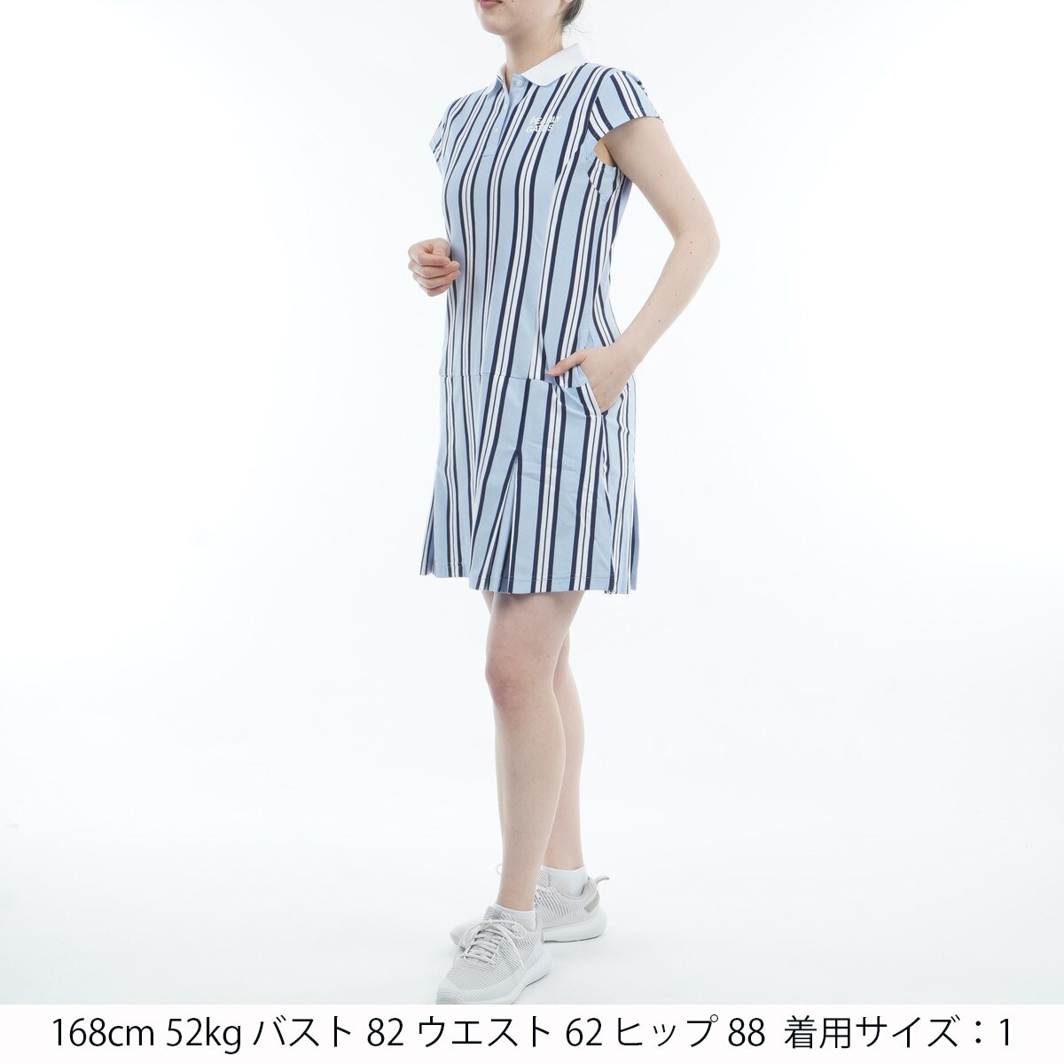 切替ボーダー 縦ストライプ使い ワンピース レディス(ワンピース