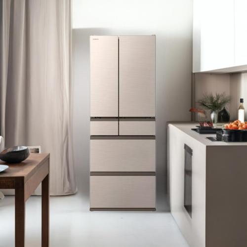 日立 6ドア 冷蔵庫 フレンチドア まるごとチルド R-HW62V N ライト