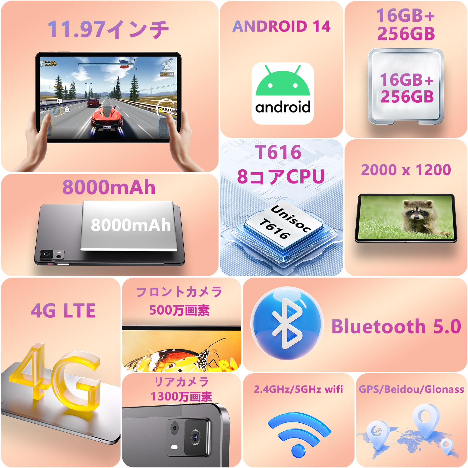 タブレット pc 本体 android14 11インチ 16+256GB おすすめ Wi-Fi
