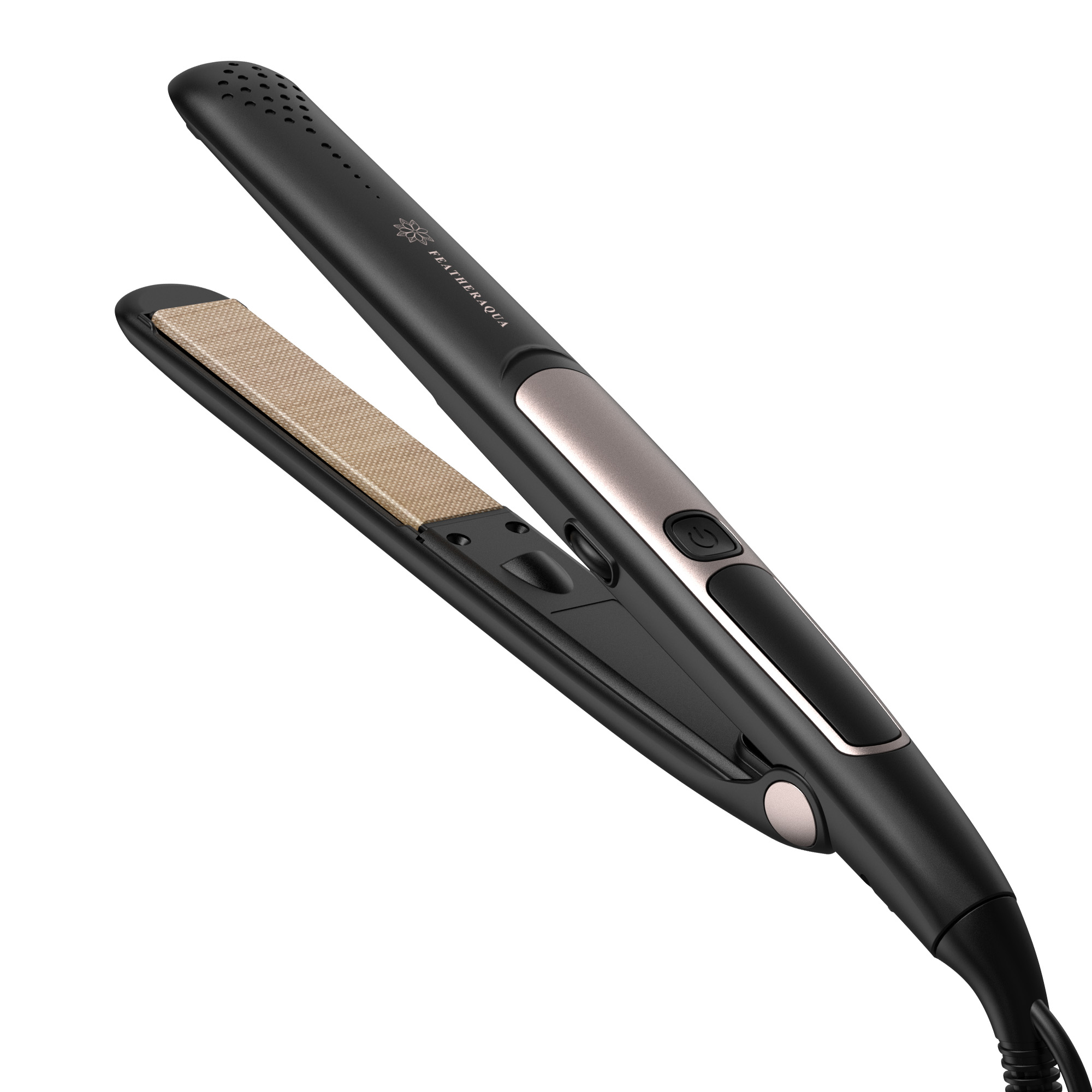 ストレートアイロン ヘアアイロン マイナスイオン 24mm幅 ナノシルク