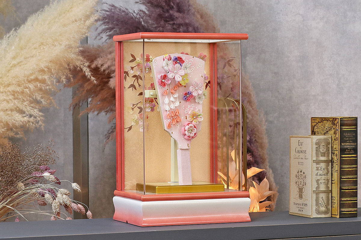 羽子板 お祝い 初正月 人形の東玉 つまみ細工 ピンク パール白/ピンク