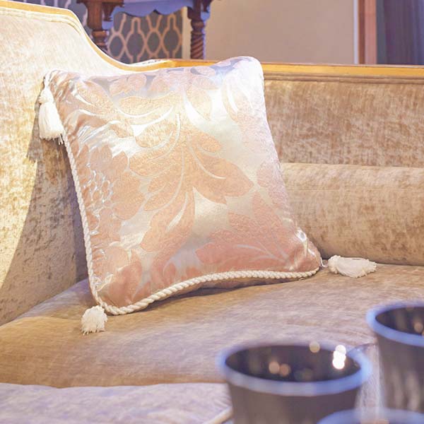 クッションカバー 花柄 45cm おしゃれ かわいい 刺繍 レース ブルー