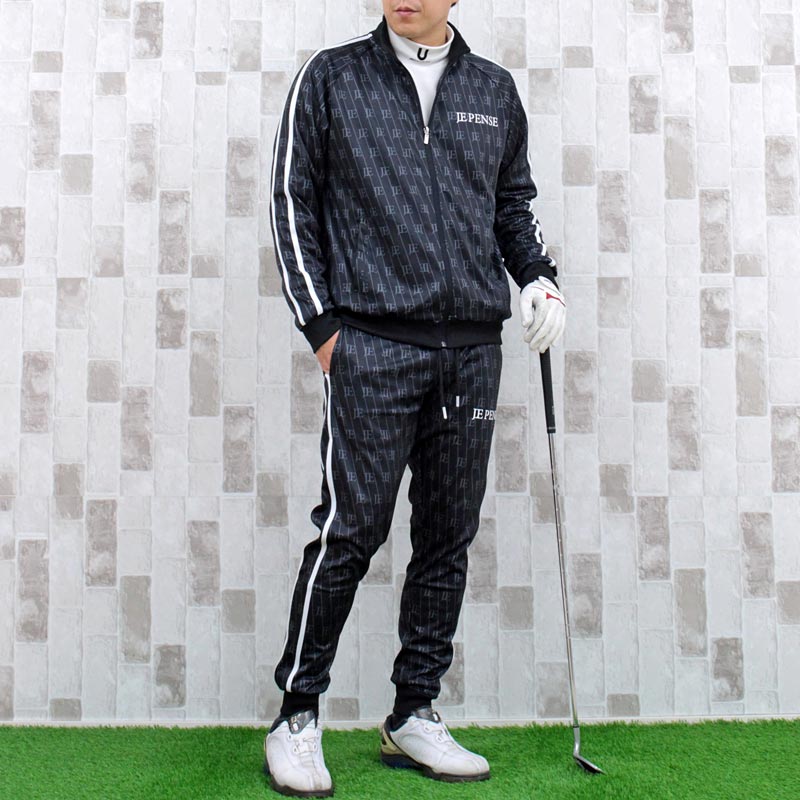 ゴルフ セットアップ メンズ 上下セット ゴルフウェア 総柄 ロゴ