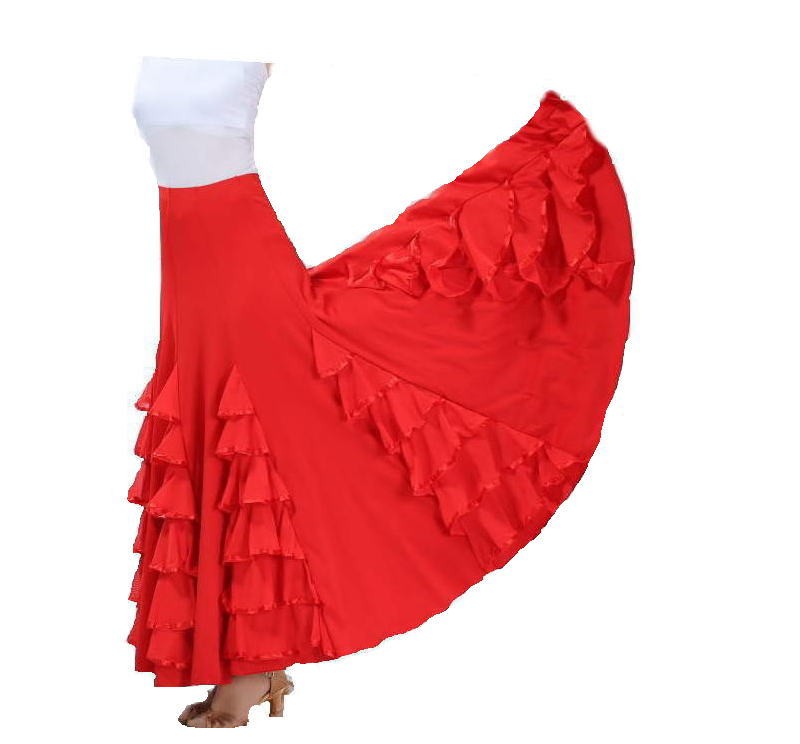 フラメンコ衣装 スカート 社交ダンス サーキュラースカート 8枚はぎ