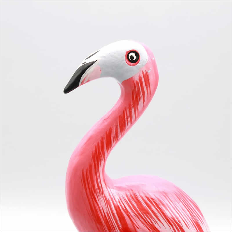 ウッド フラミンゴ S H20 置物 飾り ピンク 動物 アニマル かわいい 木