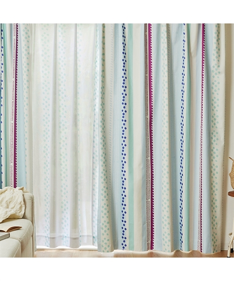 ニッセン（nissen） カーテン レース セット ストライプ幾何柄99.99