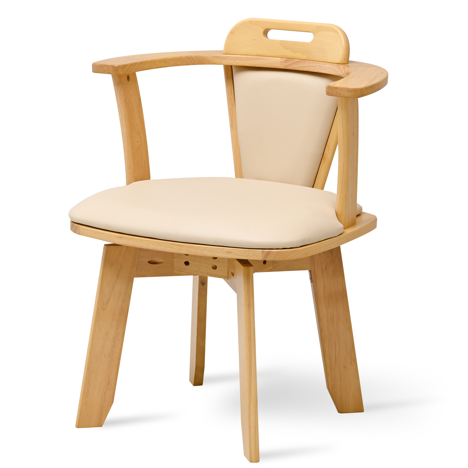 moca company 小木棕 回転ダイニングチェア 肘掛け付 回転椅子 PU